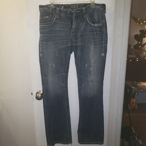 WOMEN'S BLUE DISTRESSED JEANS